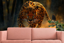 Load image into Gallery viewer, Running Leopard Wall Mural – Bold Safari Wallpaper for Stylish Decor – Wildlife Art Gift for Him – Birthday or Holiday Statement Piece
