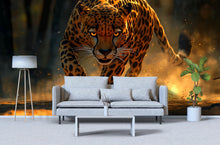 Load image into Gallery viewer, Running Leopard Wall Mural – Bold Safari Wallpaper for Stylish Decor – Wildlife Art Gift for Him – Birthday or Holiday Statement Piece