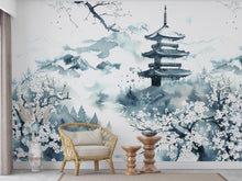 Load image into Gallery viewer, Japanese Nature Wallpaper Wall Graphics Japanese Pagoda Peel and Stick Girl room Wallpaper Self Japan Traditional Pattern 703RS