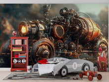 Load image into Gallery viewer, Steampunk Engine Wall Mural – Industrial Gear Machine Wallpaper for Game Room, Office or Studio – Peel &amp; Stick or Non-Woven