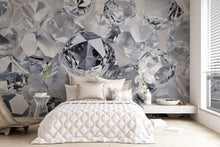 Load image into Gallery viewer, 3D Diamond Wall Mural – Glam Crystal Gem Wallpaper – Luxury Decor Gift for Stylish Homes – Birthday or Holiday Sparkle Accent