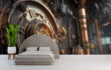 Load image into Gallery viewer, Steampunk Vault Wall Mural – Gear Lock Mechanism Industrial Mural for Office, Game Room or Studio – Peel &amp; Stick or Non-Woven
