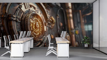 Load image into Gallery viewer, Steampunk Vault Wall Mural – Gear Lock Mechanism Industrial Mural for Office, Game Room or Studio – Peel &amp; Stick or Non-Woven