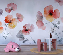 Load image into Gallery viewer, Watercolor Floral Nursery Mural – Gentle Red and Orange Flowers – Baby Room Decor Gift for Holidays, Birthdays or Shower