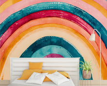 Load image into Gallery viewer, Modern Rainbow Wall Mural – Bold Watercolor Peel and Stick Wallpaper – Abstract Colorful Removable Mural for Bedroom or Kids Room