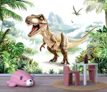 Load image into Gallery viewer, Dinosaur Wall Mural for Nursery – Realistic T-Rex Jungle Peel and Stick Wallpaper – Dino Theme Removable Mural for Kids Room Decor