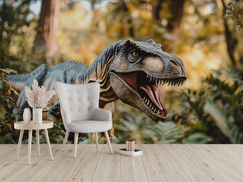 T-Rex Dinosaur Wall Mural – Realistic Jungle Peel and Stick Wallpaper – Removable Prehistoric Mural for Boys Room, Studio or Game Room