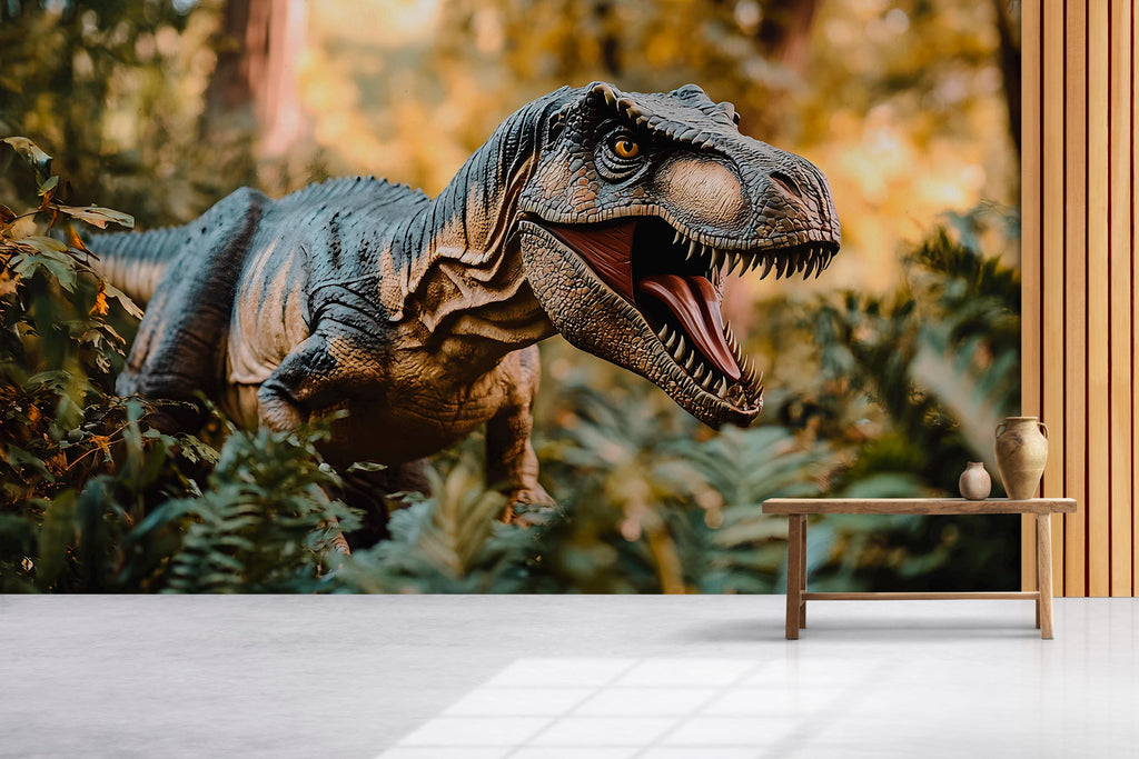 T-Rex Dinosaur Wall Mural – Realistic Jungle Peel and Stick Wallpaper – Removable Prehistoric Mural for Boys Room, Studio or Game Room