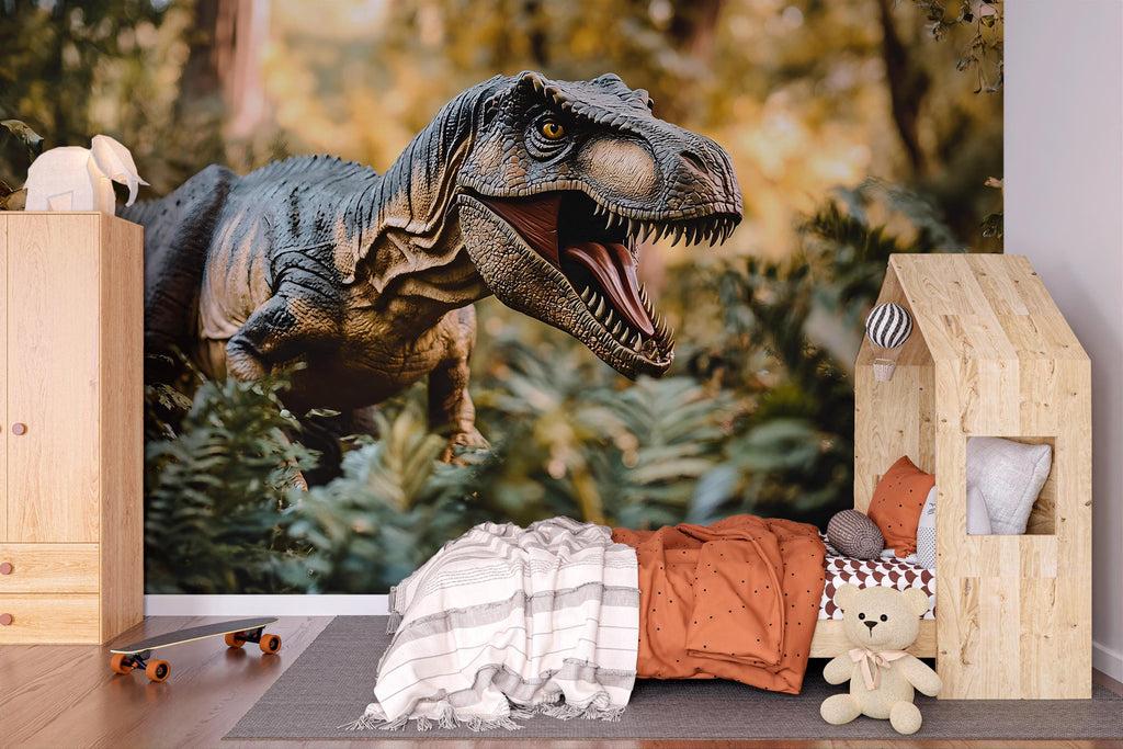 T-Rex Dinosaur Wall Mural – Realistic Jungle Peel and Stick Wallpaper – Removable Prehistoric Mural for Boys Room, Studio or Game Room