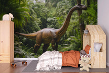 Load image into Gallery viewer, Brontosaurus Wall Mural – Realistic Jungle Dinosaur Peel and Stick Wallpaper – Removable Kids Room Mural for Boys Bedroom or Game Room
