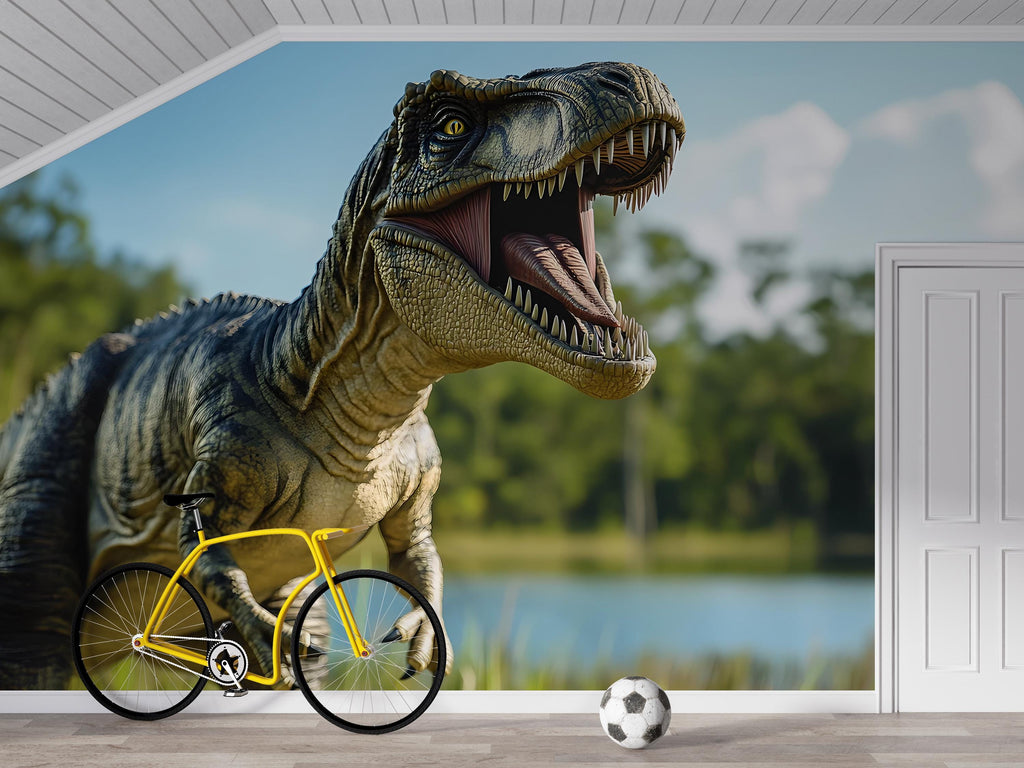T-Rex Dinosaur Wall Mural – Realistic Peel and Stick Wallpaper for Kids Room – Removable Giant Dino Mural for Nursery or Playroom Decor