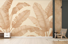 Load image into Gallery viewer, Neutral Banana Leaf Wallpaper – Oversized Tropical Botanical Wall Mural, Beige &amp; Ivory Minimalist Leaf wall Bedroom Living Room Spa 705RS