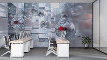 Load image into Gallery viewer, 3D Futuristic Mirror Sphere Office Mural - Modern Abstract Decor - Stylish Wall Art for Home Office, Study, Business Spaces - Unique Birthda