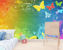 Load image into Gallery viewer, Rainbow Butterfly Wall Mural – Colorful Peel and Stick Learning Wallpaper – Open Book Mural for Playroom, Classroom or Reading Nook