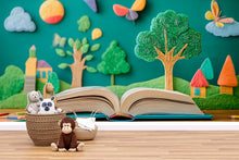 Load image into Gallery viewer, Open Book Wall Mural for Kids – Storybook Peel and Stick Wallpaper – Reading Corner or Nursery Decor, Removable Educational Mural