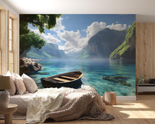 Load image into Gallery viewer, 3D Coastal Boat Bedroom Mural - Modern Tranquil Wall Art - Serene Nature Decor - Stylish Gift for Birthday or Holidays
