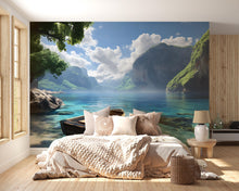 Load image into Gallery viewer, 3D Coastal Boat Bedroom Mural - Modern Tranquil Wall Art - Serene Nature Decor - Stylish Gift for Birthday or Holidays