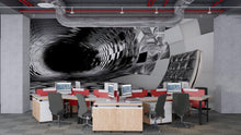 Load image into Gallery viewer, 3D Black and White Tunnel Mural - Modern Abstract Office Decor - Stylish Wall Art for Creative Spaces - Unique Birthday or Holiday Gift