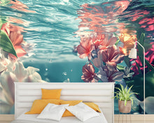 Load image into Gallery viewer, 3D Underwater Floral Bedroom Mural - Modern Blooming Wall Art - Serene Nature-Inspired Decor - Stylish Gift for Birthdays or Holidays