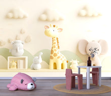 Load image into Gallery viewer, Neutral Safari Animal Nursery Wall Mural – Giraffe &amp; Elephant Baby Wallpaper – Gender Neutral Jungle Mural for Baby Room or Playroom