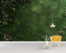 Load image into Gallery viewer, 3D Textured Green Wall Mural - Modern Botanical Decor - Elegant Nature-Inspired Accent - Stylish Gift for Birthdays or Holidays