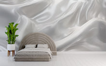 Load image into Gallery viewer, 3D Silky Silver Wave Bedroom Mural - Modern Luxury Wall Art - Elegant Statement Decor - Stylish Gift for Birthdays or Holidays