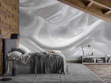 Load image into Gallery viewer, 3D Silky Silver Wave Bedroom Mural - Modern Luxury Wall Art - Elegant Statement Decor - Stylish Gift for Birthdays or Holidays