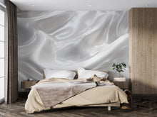 Load image into Gallery viewer, 3D Silky Silver Wave Bedroom Mural - Modern Luxury Wall Art - Elegant Statement Decor - Stylish Gift for Birthdays or Holidays
