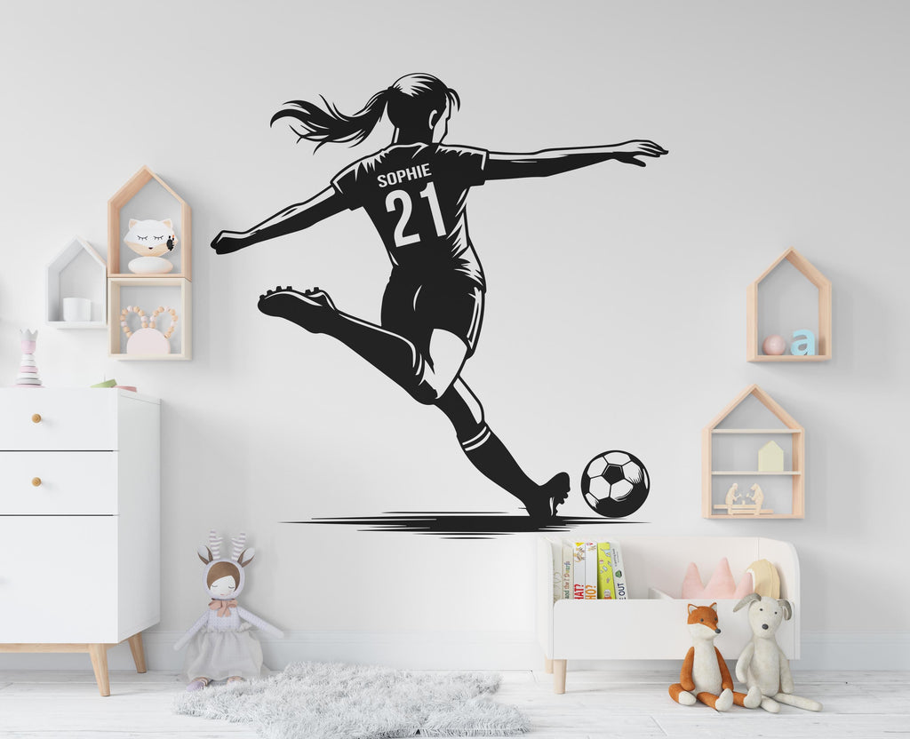 Large Custom Name Soccer Girl wall decal Sport Wall Decal Kids Decal Personalized Gifts wall Vinyl Wall Sticker Boy Room 742RS