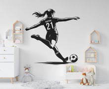Load image into Gallery viewer, Large Custom Name Soccer Girl wall decal Sport Wall Decal Kids Decal Personalized Gifts wall Vinyl Wall Sticker Boy Room 742RS