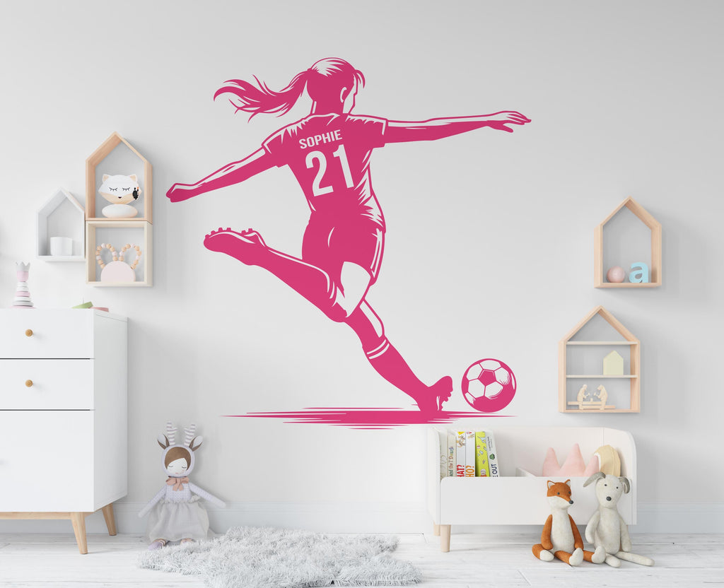 Large Custom Name Soccer Girl wall decal Sport Wall Decal Kids Decal Personalized Gifts wall Vinyl Wall Sticker Boy Room 742RS