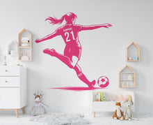 Load image into Gallery viewer, Large Custom Name Soccer Girl wall decal Sport Wall Decal Kids Decal Personalized Gifts wall Vinyl Wall Sticker Boy Room 742RS