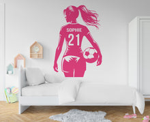 Load image into Gallery viewer, Large Custom Name Soccer Girl wall decal Sport Wall Decal Kids Decal Personalized Gifts wall Vinyl Wall Sticker Boy Room 743RS
