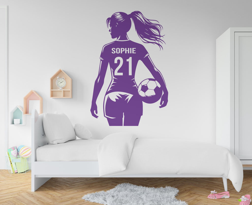 Large Custom Name Soccer Girl wall decal Sport Wall Decal Kids Decal Personalized Gifts wall Vinyl Wall Sticker Boy Room 743RS