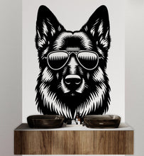Load image into Gallery viewer, German Shepherd Sunglasses Dog wall decal Dog decor Dog kids Dog wall art Decal Dog Lover Animals Dog Wall Bathroom Wall Decals Vinyl 116DE
