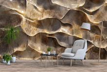 Load image into Gallery viewer, 3D Textured Golden Brown Abstract Wall Mural - Modern Luxury Wall Art - Stylish Home Decor Gift for Birthdays, Holidays