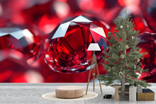 Load image into Gallery viewer, 3D Red Gemstone Wall Mural - Luxury Modern Wall Art - Stylish Statement Decor for Birthdays, Holidays, or Fashion Home