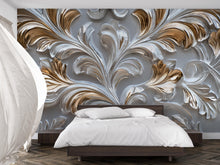 Load image into Gallery viewer, 3D Baroque Ornate Wall Mural - Luxury Gold &amp; Silver Wall Art - Stylish Home Decor Gift for Birthdays, Holidays, or Housewarming