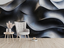 Load image into Gallery viewer, 3D Black Wavy Texture Wall Mural - Modern Luxury Wall Art - Stylish Home Decor for Birthdays, Holidays, or Gifts