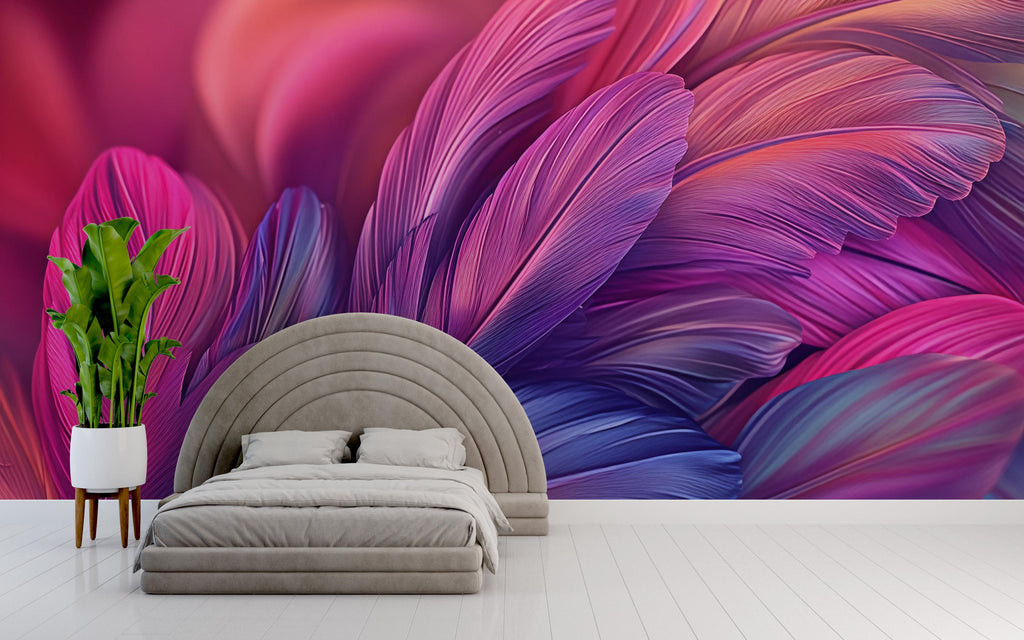 3D Feather Texture Wall Mural - Vibrant Modern Wall Art - Stylish Home Decor for Birthdays, Holidays, or Fashion Spaces
