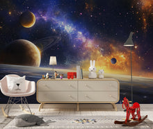 Load image into Gallery viewer, Outer Space Galaxy Wall Mural – Realistic Planet Wallpaper for Kids Room, Peel and Stick Space Mural for Boys Bedroom or Playroom