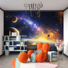 Load image into Gallery viewer, Outer Space Galaxy Wall Mural – Realistic Planet Wallpaper for Kids Room, Peel and Stick Space Mural for Boys Bedroom or Playroom
