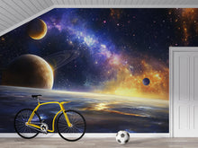 Load image into Gallery viewer, Outer Space Galaxy Wall Mural – Realistic Planet Wallpaper for Kids Room, Peel and Stick Space Mural for Boys Bedroom or Playroom