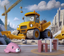 Load image into Gallery viewer, Construction Truck Wall Mural – Cartoon Digger Boys Room Wallpaper, Kids Construction Theme, Removable Peel and Stick Nursery Mural