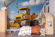 Load image into Gallery viewer, Construction Truck Wall Mural – Cartoon Digger Boys Room Wallpaper, Kids Construction Theme, Removable Peel and Stick Nursery Mural