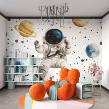 Load image into Gallery viewer, Astronaut Wall Mural – Outer Space Kids Wallpaper, Galaxy Planets Wall Art, Peel and Stick Space Mural for Boys Bedroom or Nursery