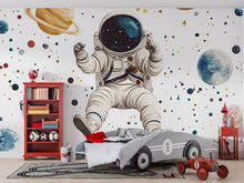 Load image into Gallery viewer, Astronaut Wall Mural – Outer Space Kids Wallpaper, Galaxy Planets Wall Art, Peel and Stick Space Mural for Boys Bedroom or Nursery