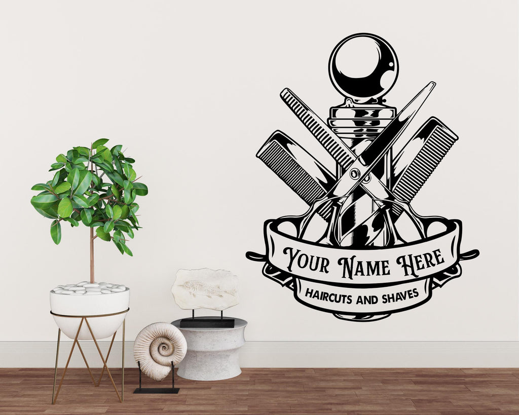 Barber Wall Decal, Barber Wall Decal, Barbershop Wall Decor, Custom Decals Razor Wall Art