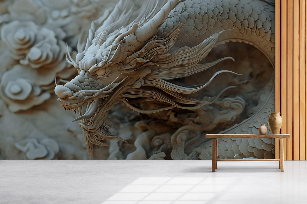 3D Dragon Wall Mural - Mythical Creature Art for Modern Home Decor - Stylish Gift for Birthdays, Holidays, or Unique Interiors
