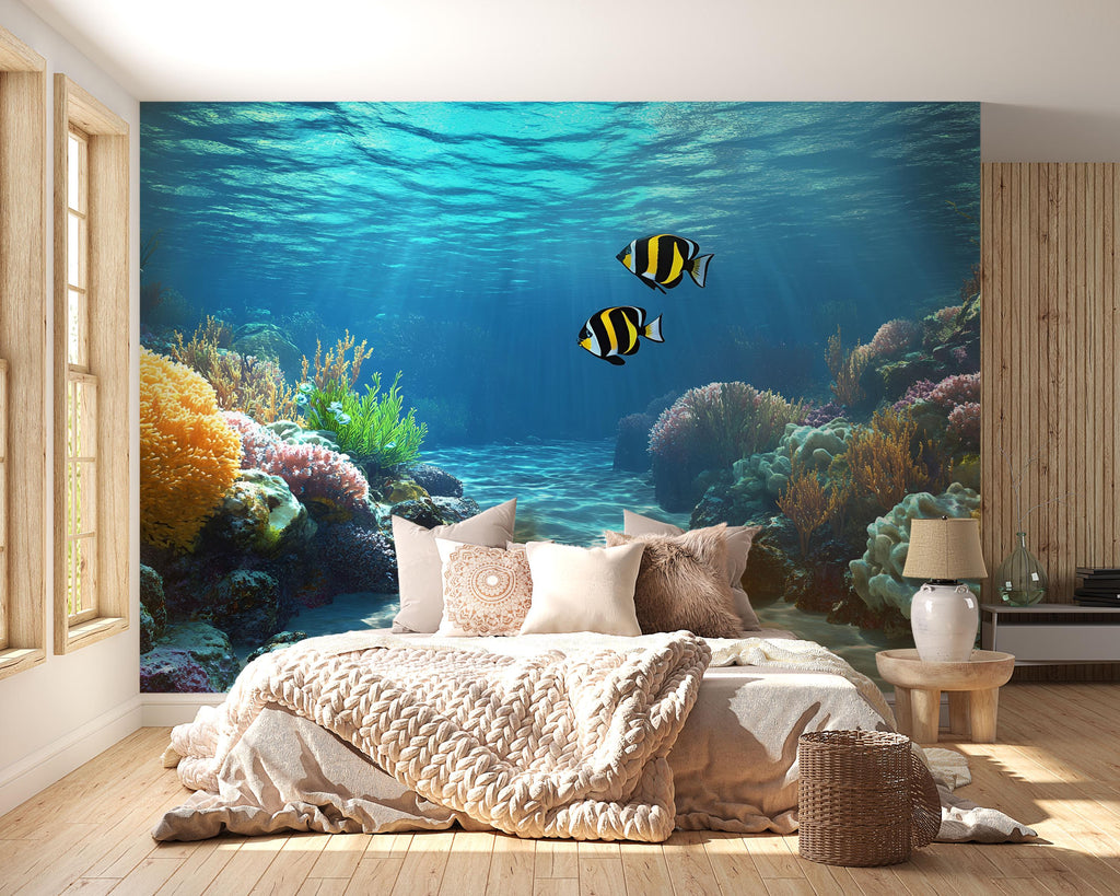 3D Ocean Underwater Wall Mural - Modern Bedroom & Living Room Decor - Stylish Gift for Birthdays, Holidays, or Nature Lovers